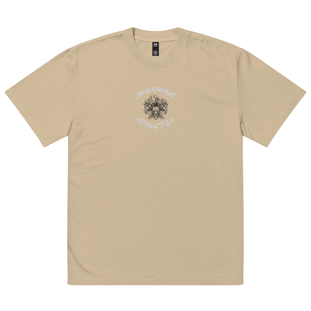◇ILLIGO◇ Ethnic overfit t-shirt beige Oversized Embroidered Logo Faded t-shirt